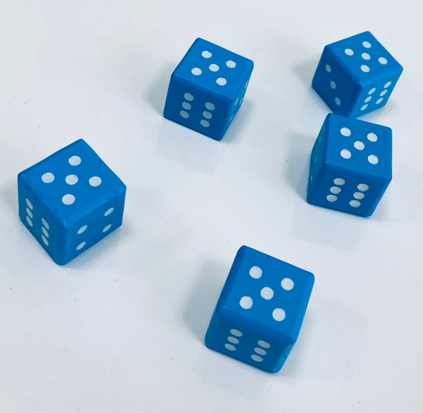 Sky Blue Floating Wood Dice - 5 Pack with EVA Case
